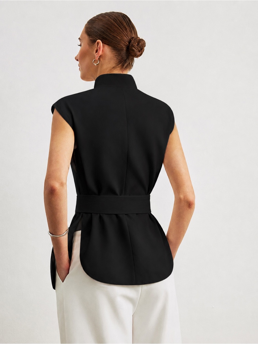 Commense Belted Peplum Top - Picture 2 of 4